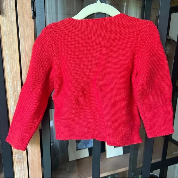 H&M kids knit cardigan toddler baby girl sweater red button down long sleeve - Picture 3 of 5